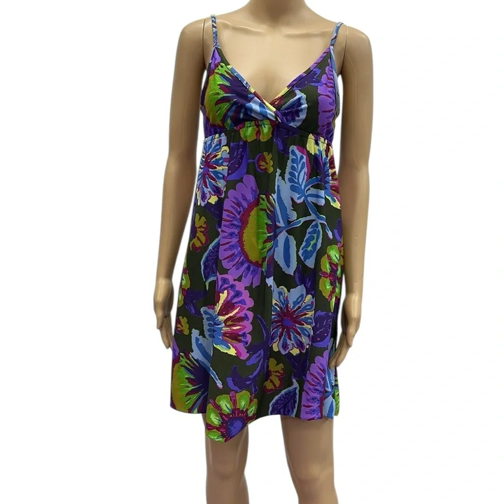 Lucky Brand Rose Label Bathing Suit Dress Floral Y2K Swim Cover Up Size XS Small - Picture 1 of 12